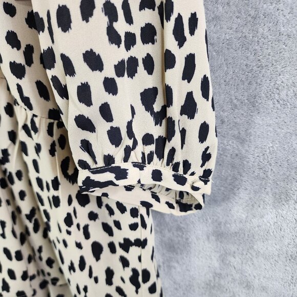 Womens Vince Camuto Leopard Print Blouse Top Button-Down Long Sleeve Size L - Picture 5 of 13